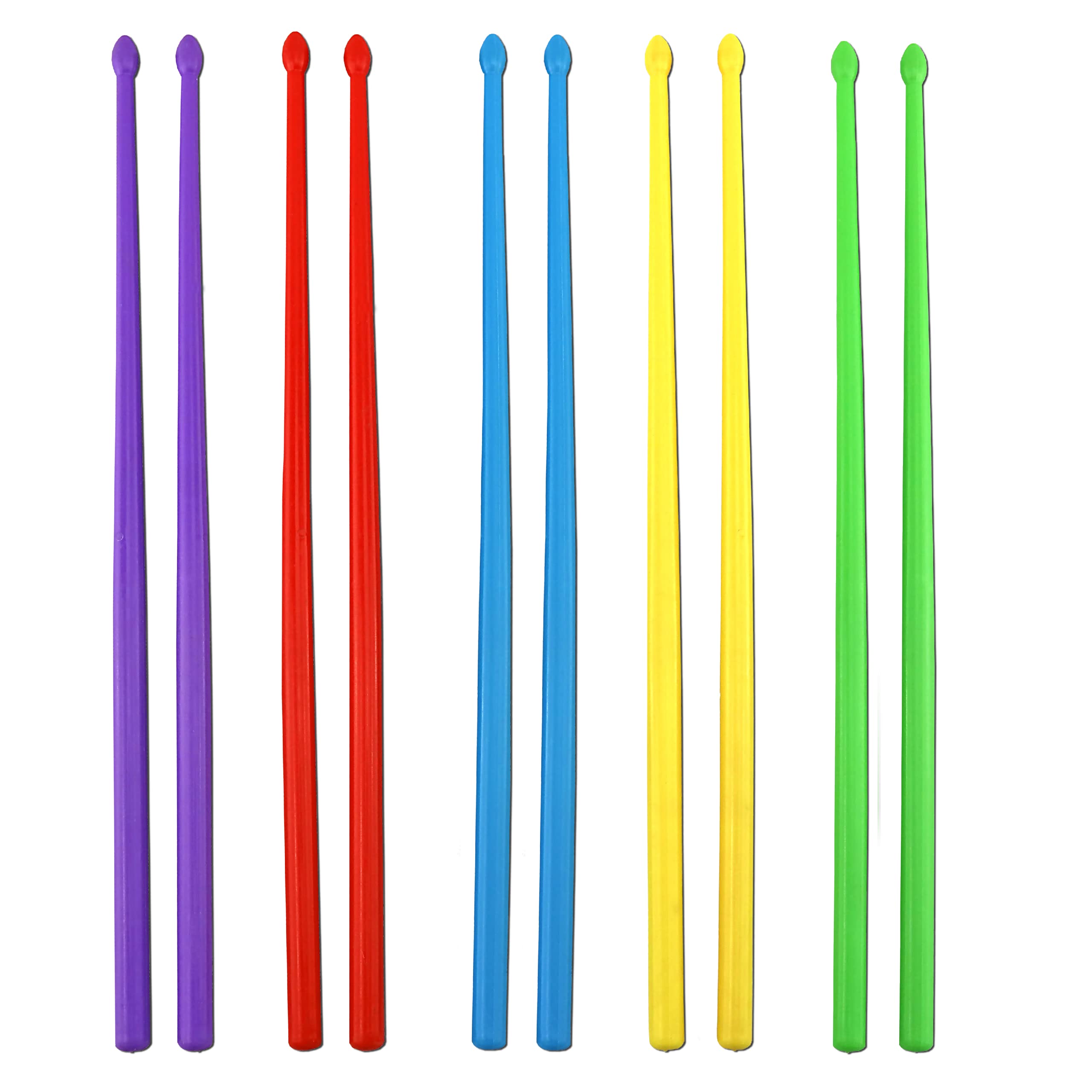 Iconikal Nylon Exercise Drum Sticks, Blue, Green, Purple, Red, Yellow, 5 Pairs Dancing Aerobic Fun Workout Group Activity